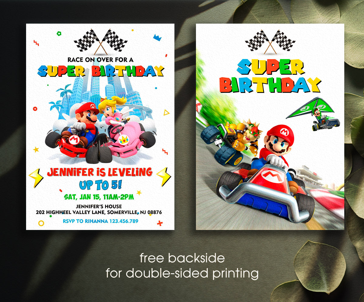 Mario Kart Gamer customizable invitation template | Share or Print | boy | GQ374