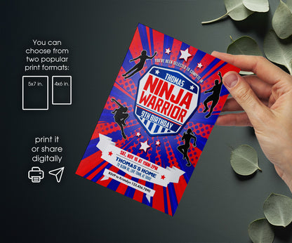 American Ninja Warrior customizable invitation template | Share or Print | RP446