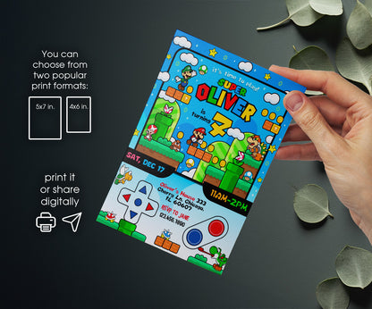 Super Mario Bros customizable invitation template | Share or Print | IG369