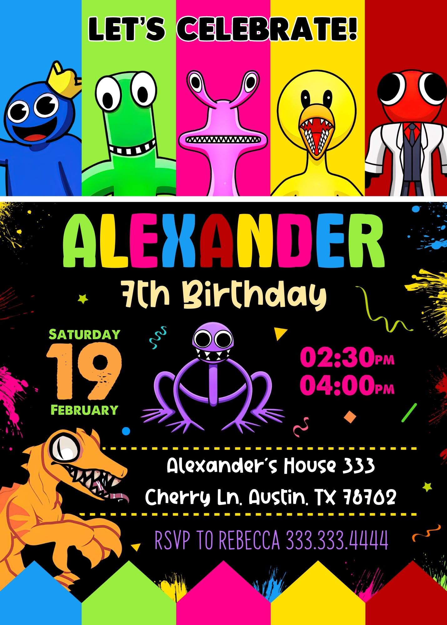 Rainbow Friends customizable invitation template | Share or Print | QP620