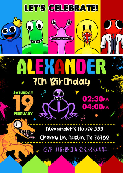 Rainbow Friends customizable invitation template | Share or Print | QP620