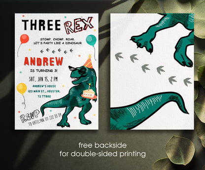 Dinosaur T-Rex customizable invitation template | Share or Print | CU999
