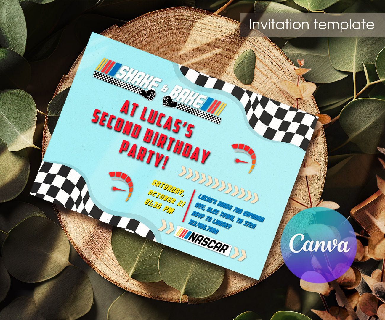 Nascar Racing Ricky Bobby customizable invitation template | Share or Print | boy | BX101