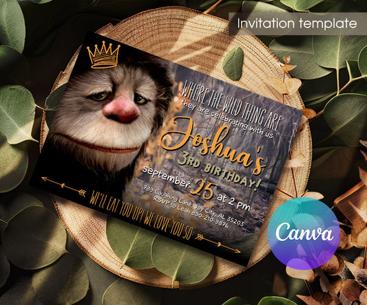 Where The Wild Things Are Maurice Sendak customizable invitation template | Share or Print | JD583