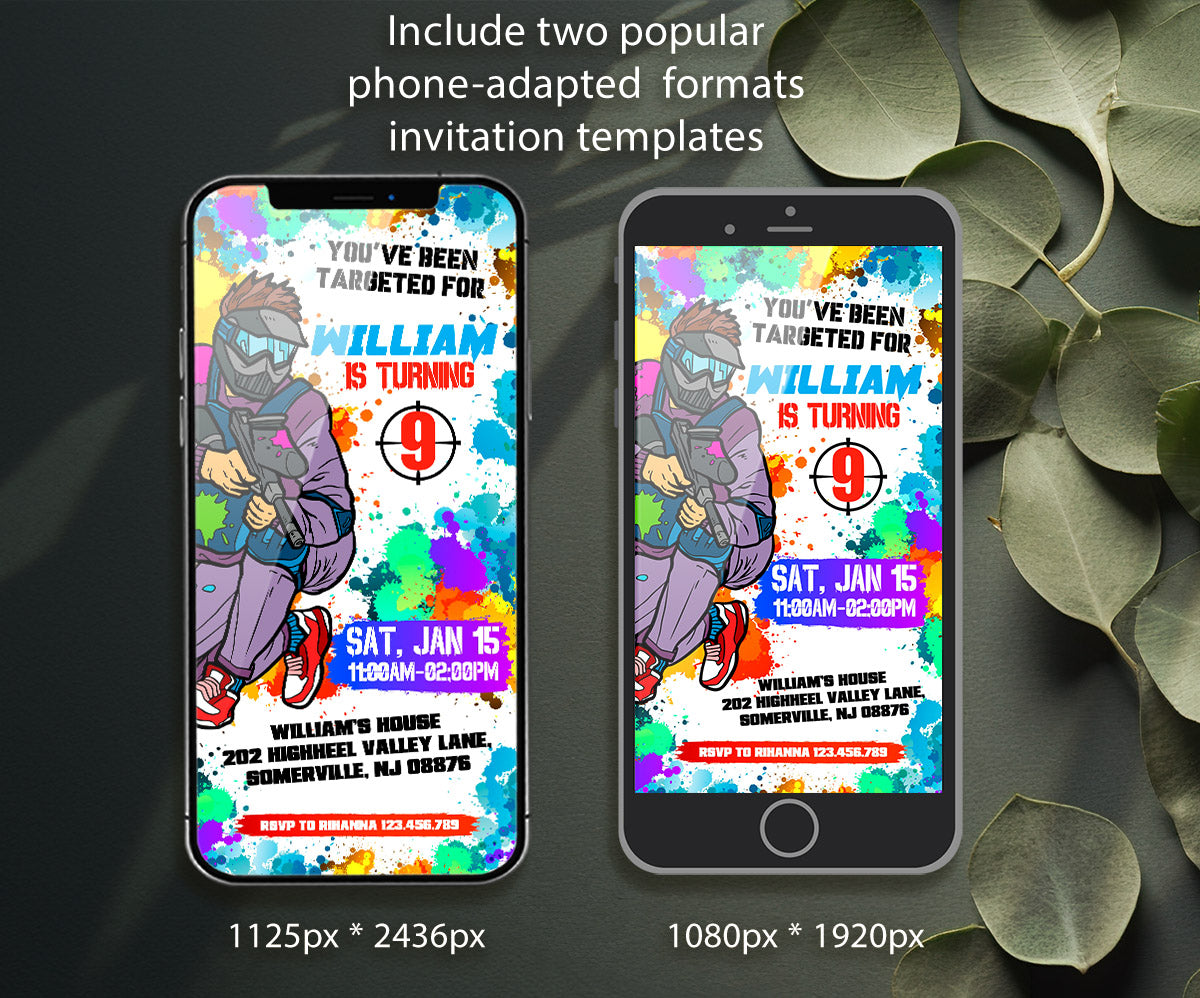 Paintball Airsoft battle customizable invitation template | Share or Print | boy | SZ523