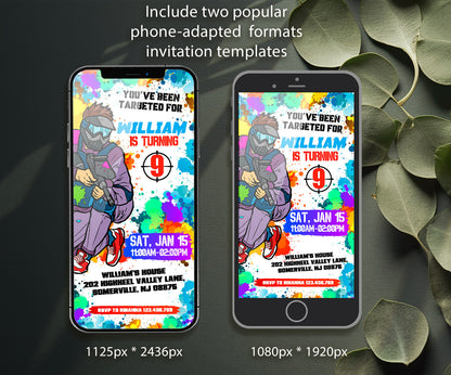 Paintball Airsoft battle customizable invitation template | Share or Print | boy | SZ523