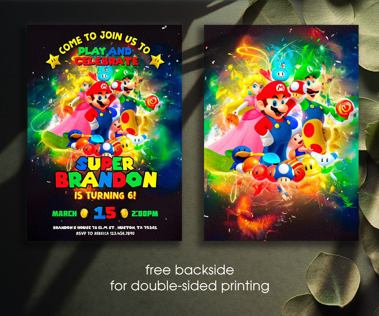 Super Mario Bros customizable invitation template | Share or Print | XE646
