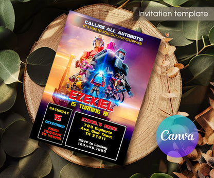Transformers One Rescue Bots customizable invitation template | Share or Print | boy | NW325