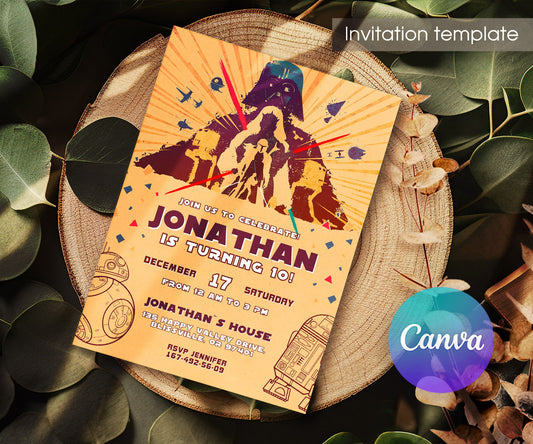 Star Wars Darth Vader customizable invitation template | Share or Print | boy | QH181