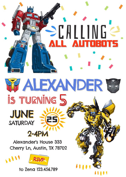 Transformers Rescue Bots customizable invitation template | Share or Print | boy | CL252