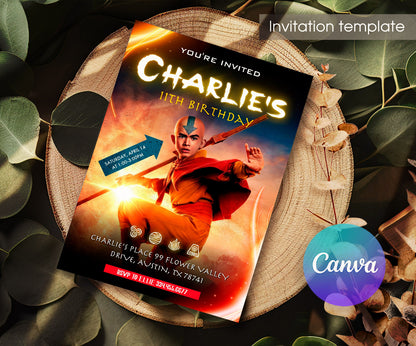 Avatar The Last Airbender customizable invitation template | Share or Print | UQ845