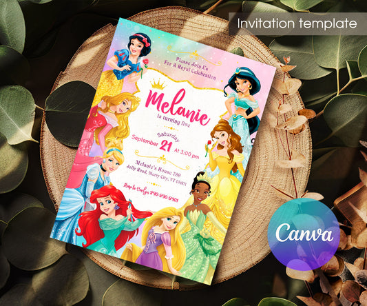 Disney Princess customizable invitation template | Share or Print | girl | JO068