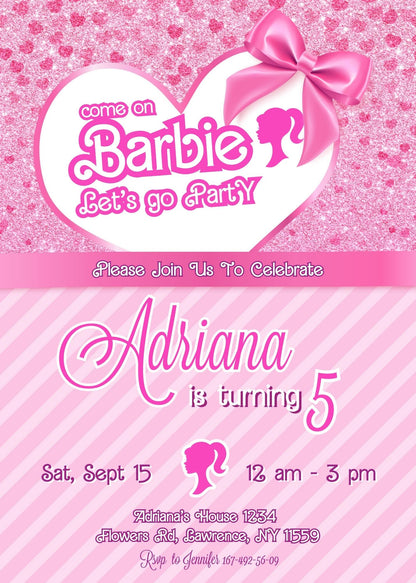 Barbie Pink customizable invitation template | Share or Print | girl | VR814
