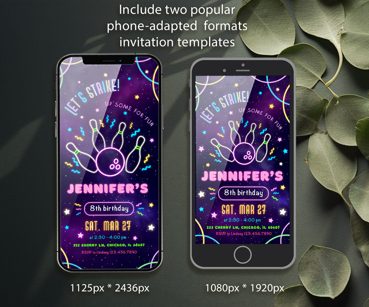 Bowling Strike Up customizable invitation template | Share or Print | FI010