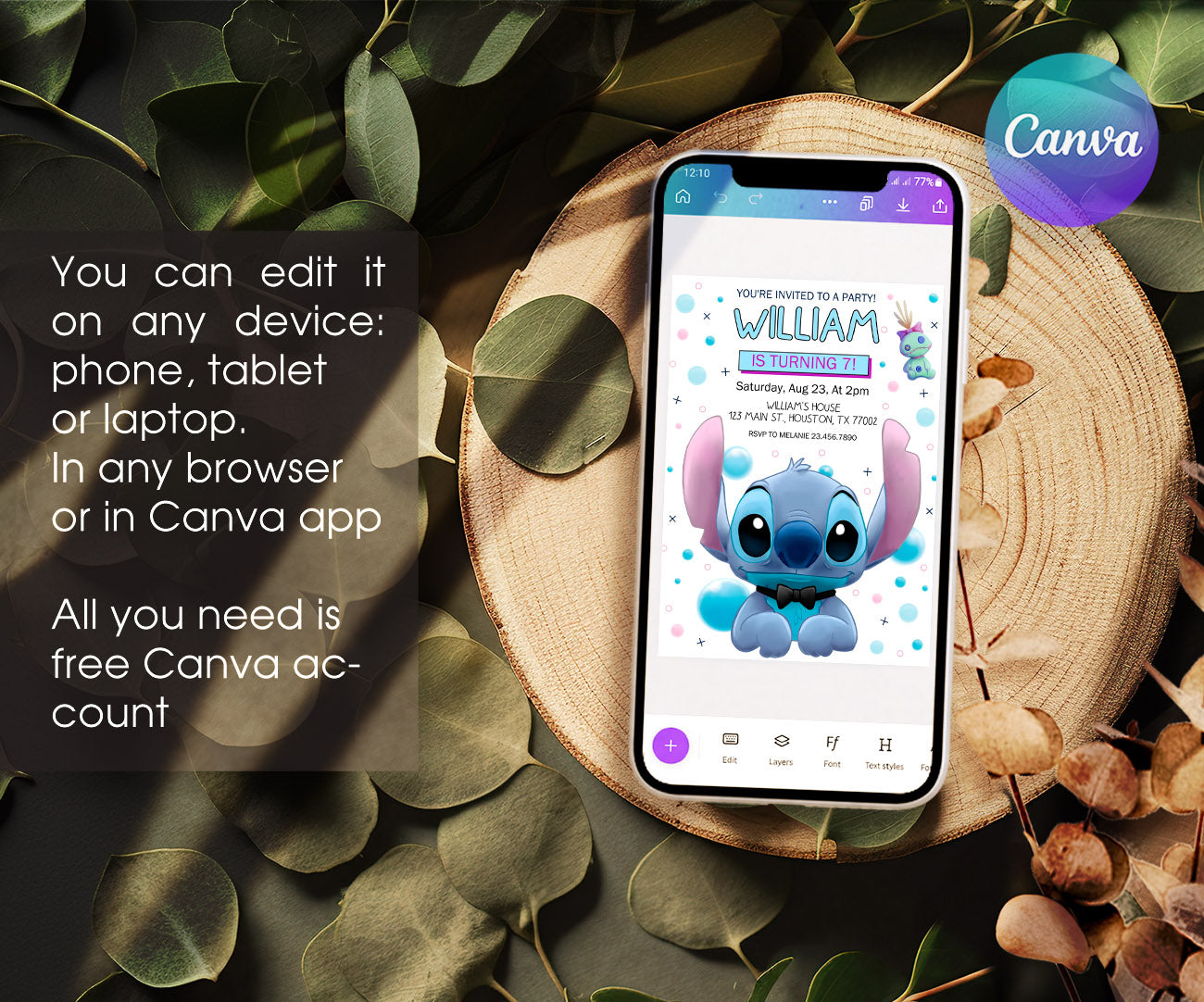 Lilo & Stitch Aloha customizable invitation template | Share or Print | LC615