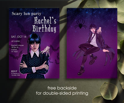 Wednesday Addams customizable invitation template | Share or Print | girl | DT157