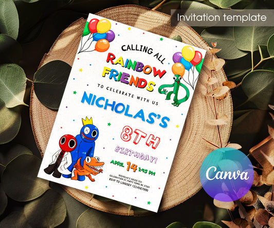 Rainbow Friends customizable invitation template | Share or Print | DI692