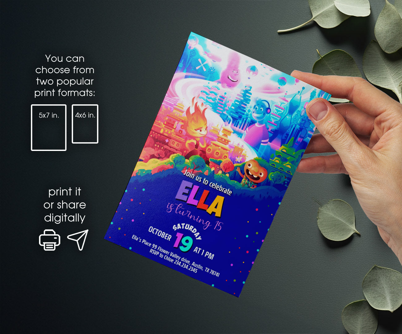 Elemental customizable invitation template | Share or Print | YY004