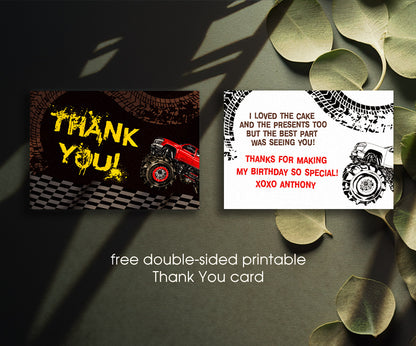 Monster Truck customizable invitation template | Share or Print | boy | DO356