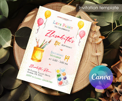 Art Party customizable invitation template | Share or Print | girl | AV866