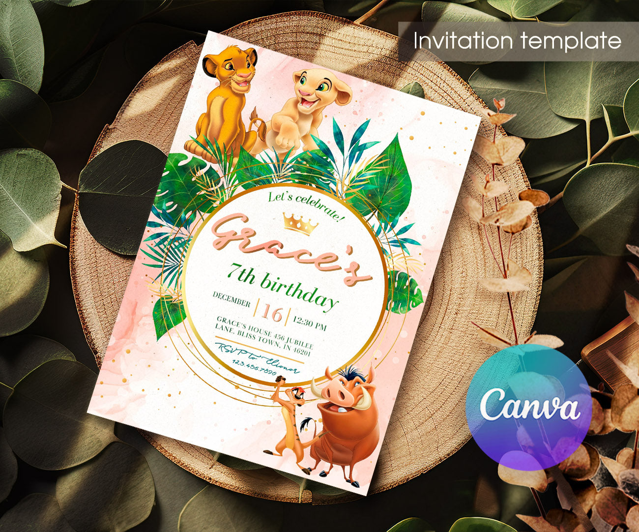 Lion King Simba customizable invitation template | Share or Print | AN402