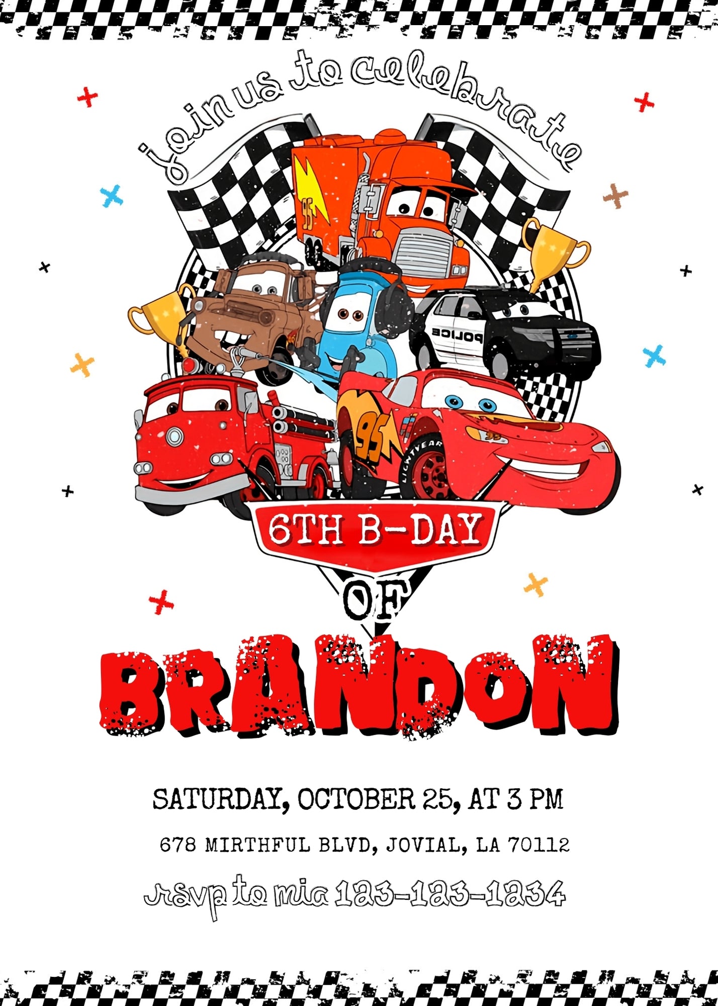 Cars Lightning McQueen customizable invitation template | Share or Print | boy | IM727