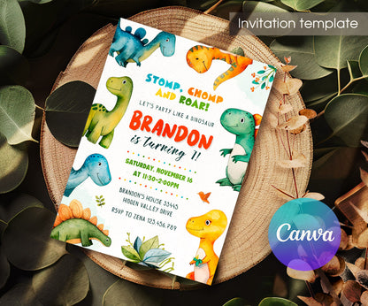 Dinosaur T-Rex customizable invitation template | Share or Print | NL754
