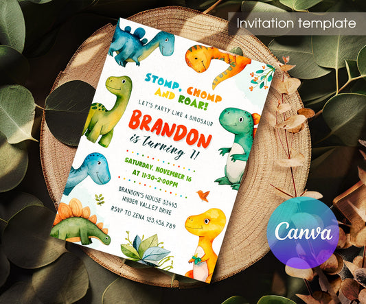 Dinosaur T-Rex customizable invitation template | Share or Print | NL754