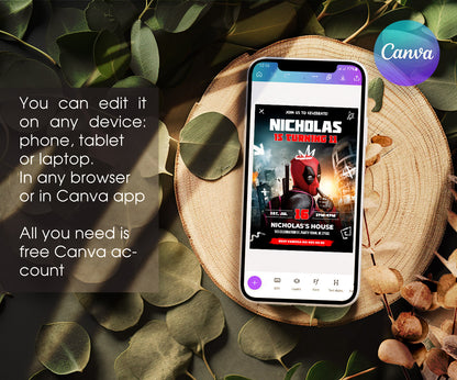 Deadpool Marvel customizable invitation template | Share or Print | boy | XJ237