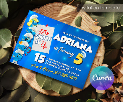 Smurfs customizable invitation template | Share or Print | KO863