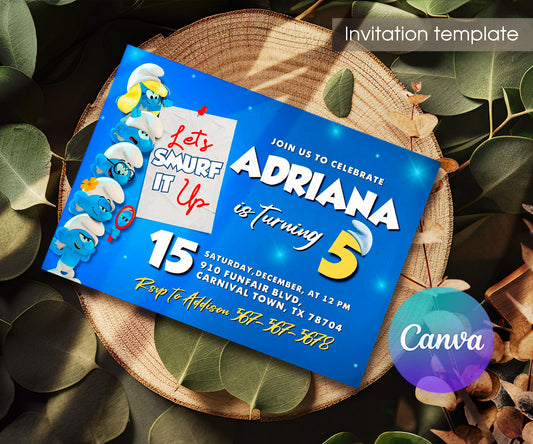 Smurfs customizable invitation template | Share or Print | KO863