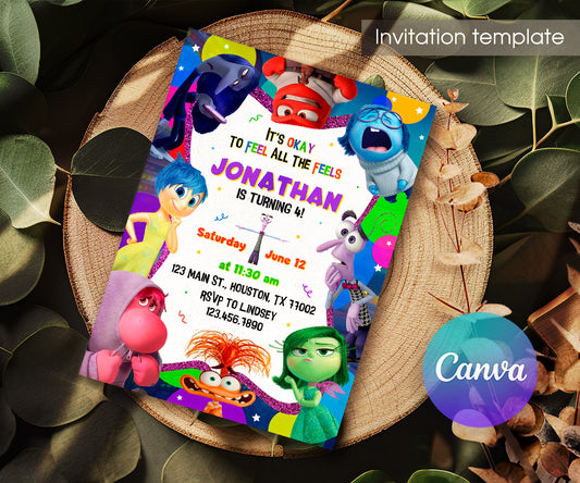 Inside Out 2 customizable invitation template | Share or Print | AY558