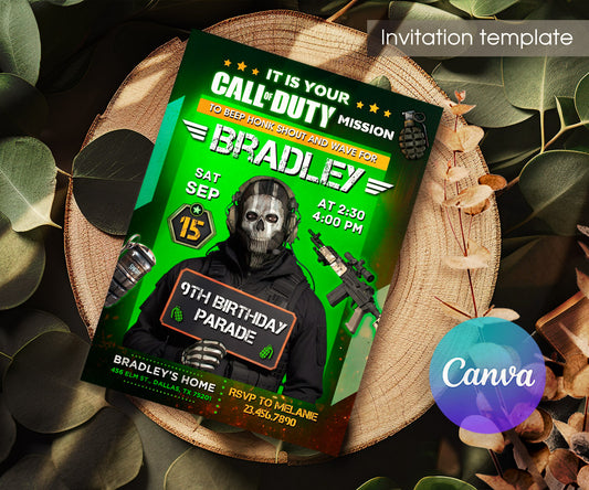 Call of Duty Gamer customizable invitation template | Share or Print | boy | KQ234