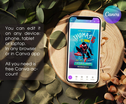 Spider Man Across the Spider-Verse customizable invitation template | Share or Print | boy | EL309