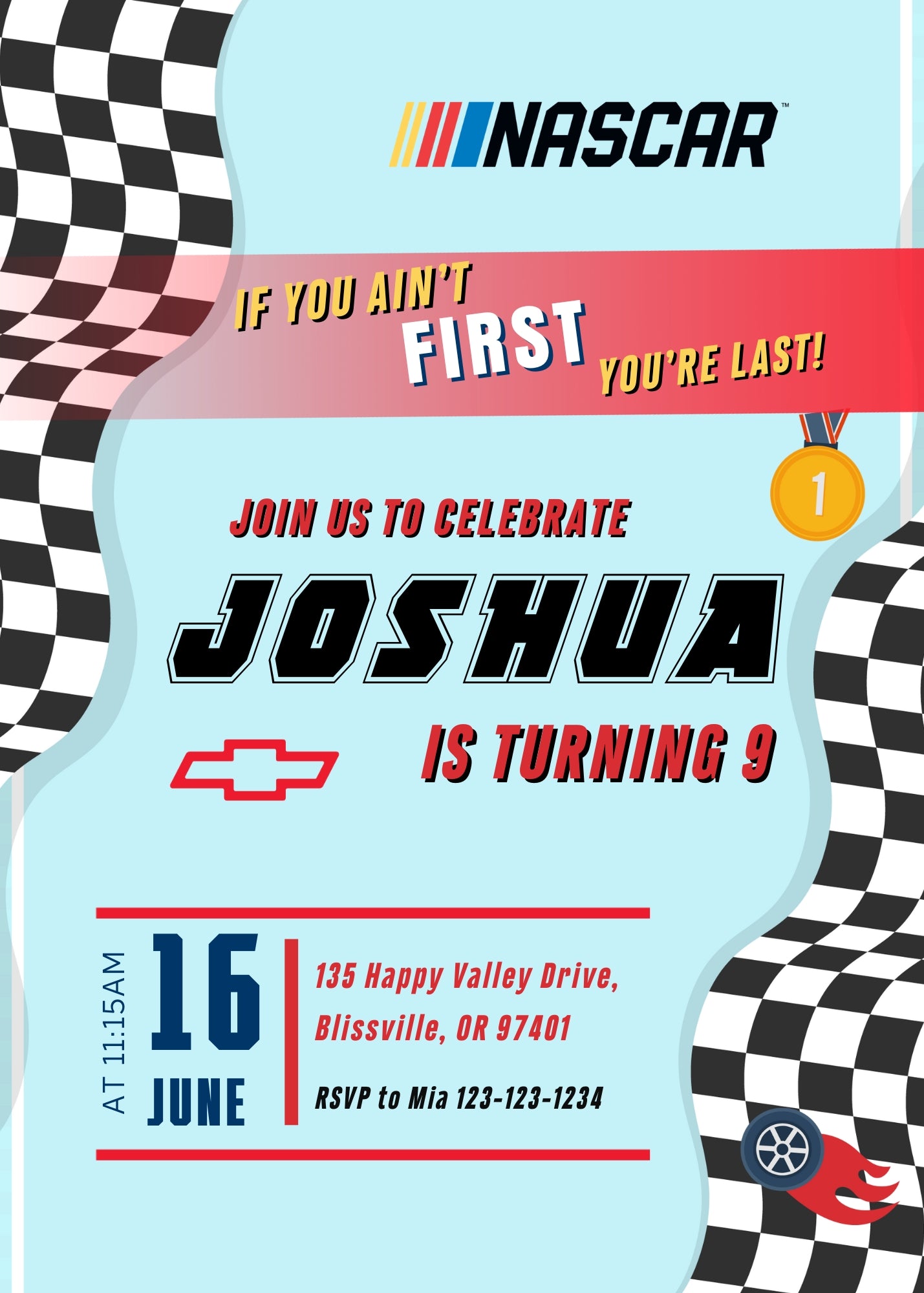 Nascar Racing Ricky Bobby customizable invitation template | Share or Print | boy | AB139