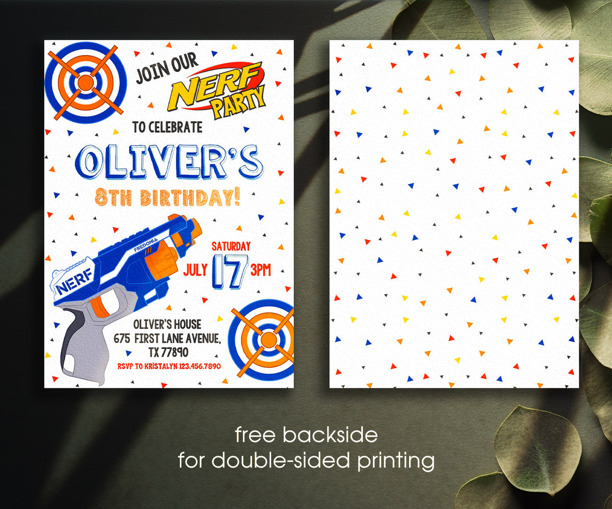 NERF Dart Wars customizable invitation template | Share or Print | boy | FW651