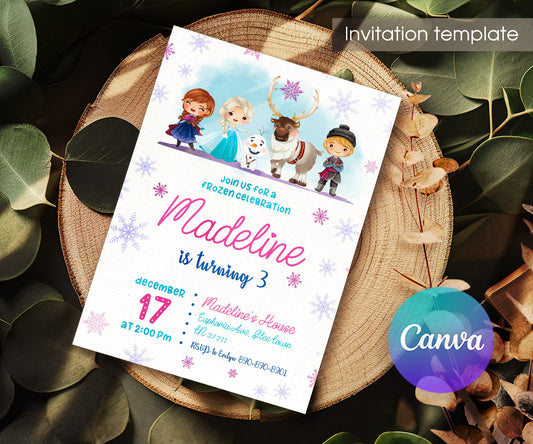 Frozen Elsa customizable invitation template | Share or Print | girl | BR568