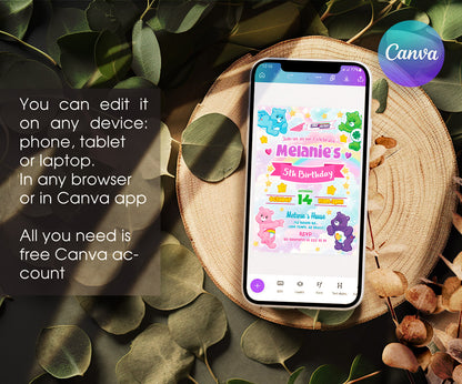 Care Bears customizable invitation template | Share or Print | RB487