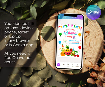 Hey Bear Sensory Dancing Fruits customizable invitation template | Share or Print | SU984