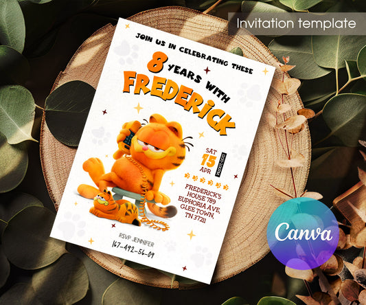 Garfield Orange Cat customizable invitation template | Share or Print | boy | NO916