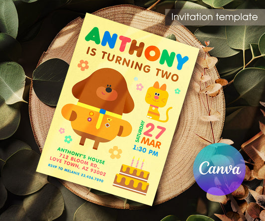 Hey Duggee customizable invitation template | Share or Print | LA951