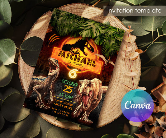 Jurassic World Dinosaur customizable invitation template | Share or Print | TS761
