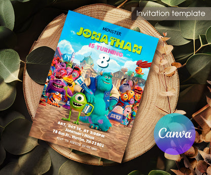 Monsters, Inc. customizable invitation template | Share or Print | JH728