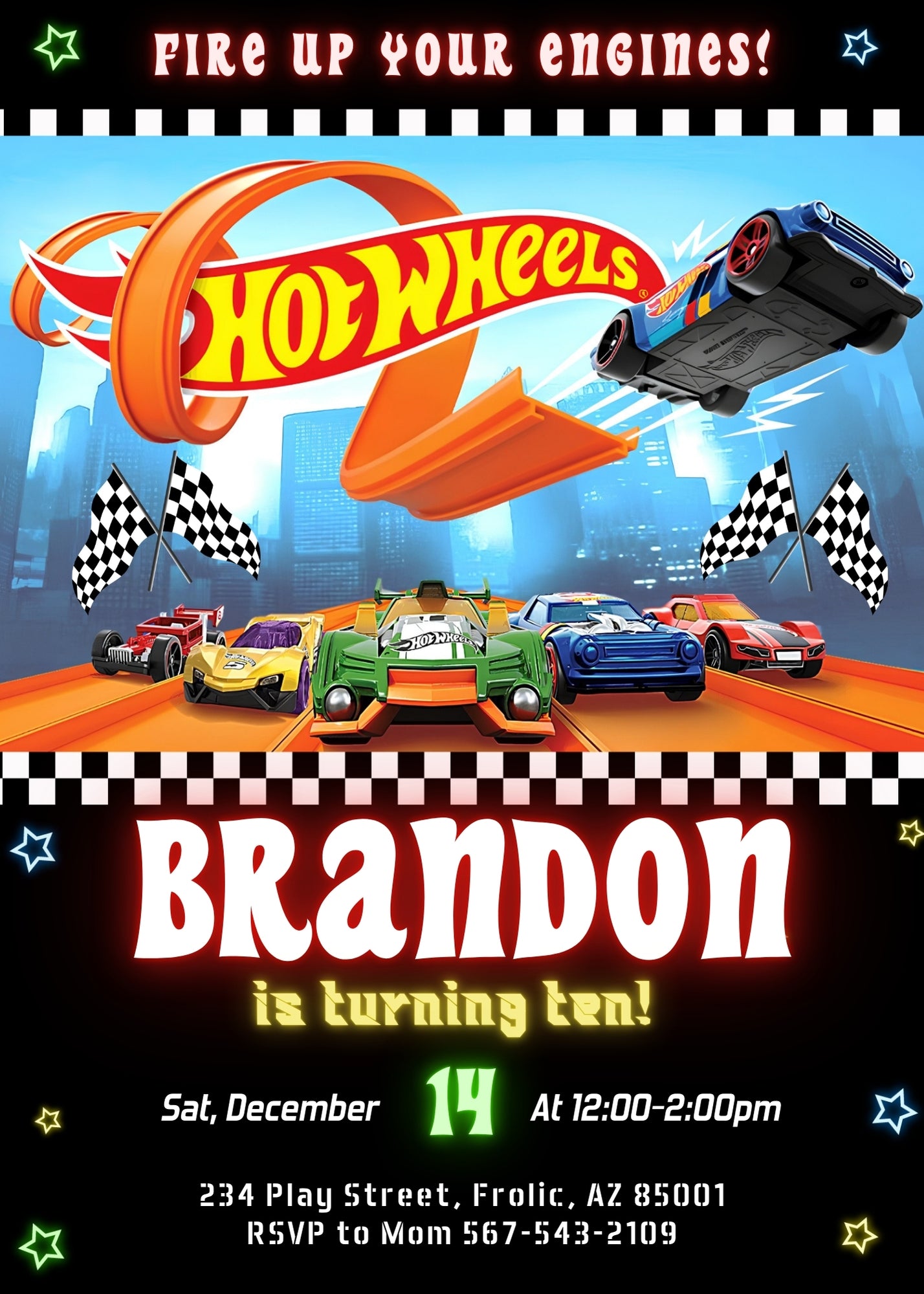 Hot Wheels Racing customizable invitation template | Share or Print | boy | ZO947
