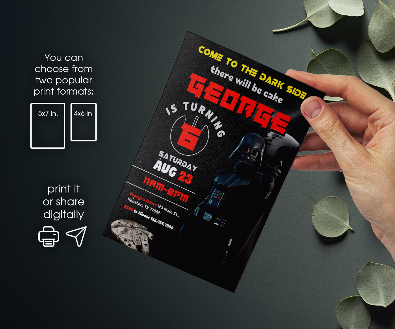 Star Wars Darth Vader customizable invitation template | Share or Print | boy | CC234