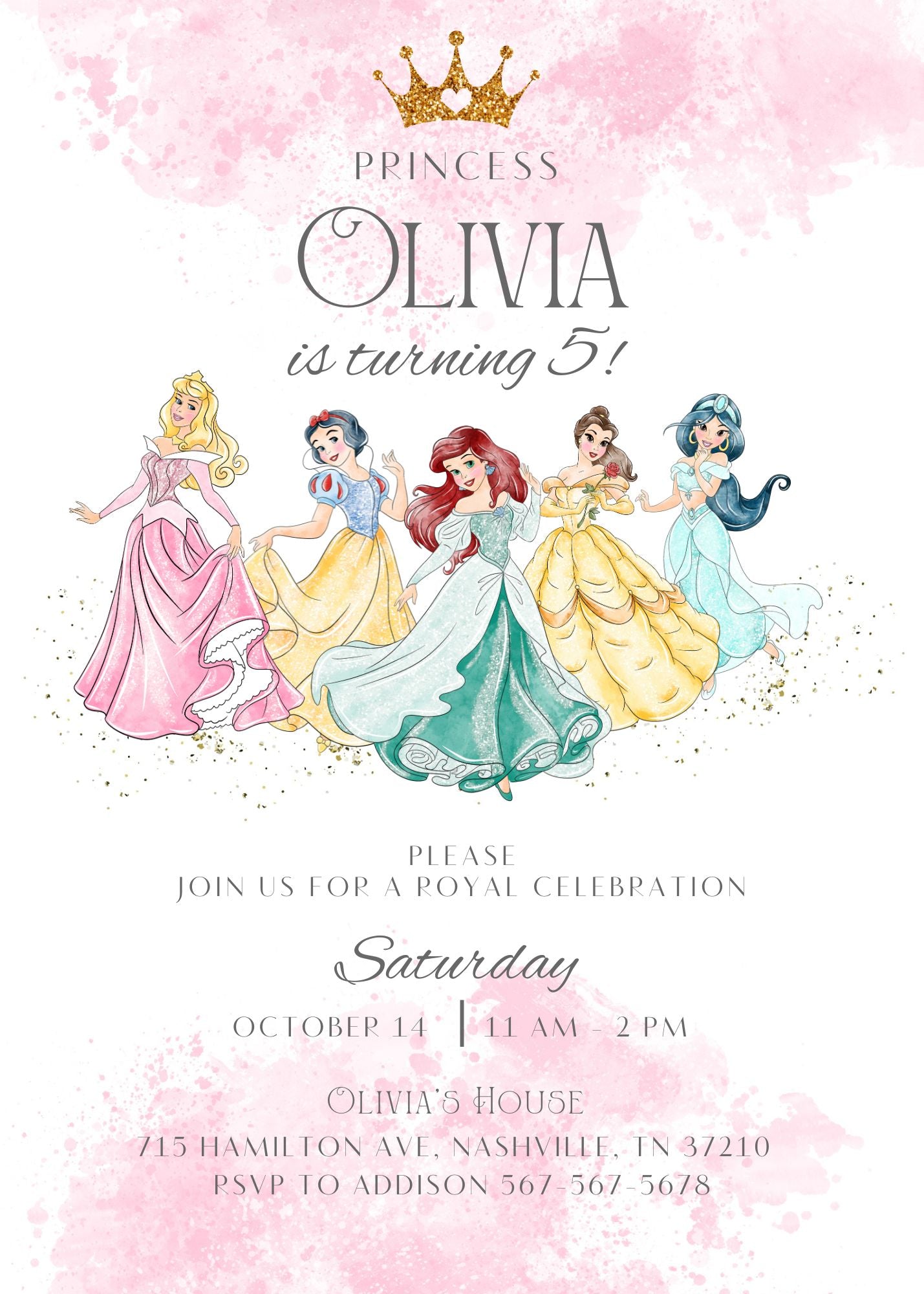 Disney Princess customizable invitation template | Share or Print | girl | LI877