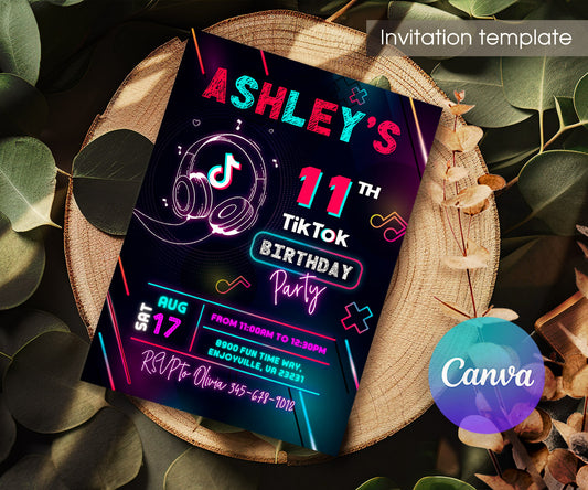 Tik Tok Party customizable invitation template | Share or Print | MR701