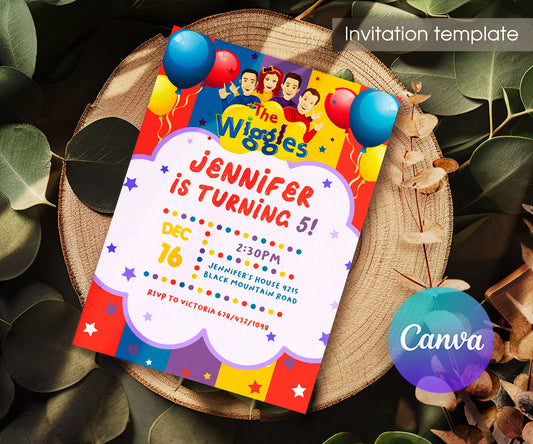 Wiggles One Finger One Thumb customizable invitation template | Share or Print | FA044