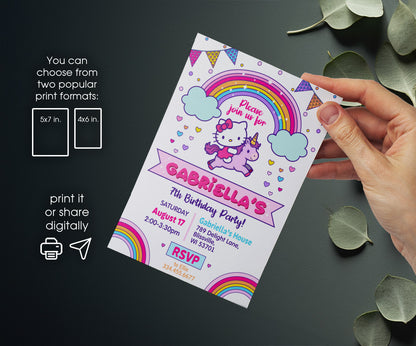 Hello Kitty Sanrio customizable invitation template | Share or Print | NB718