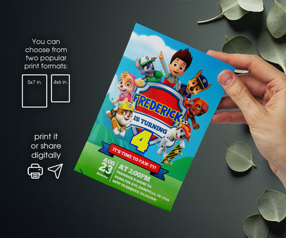 PAW Patrol customizable invitation template | Share or Print | OD305